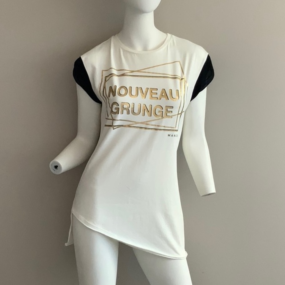 New with Tags MANGANO T-Shirt Gold Print Size S Made in ITALY